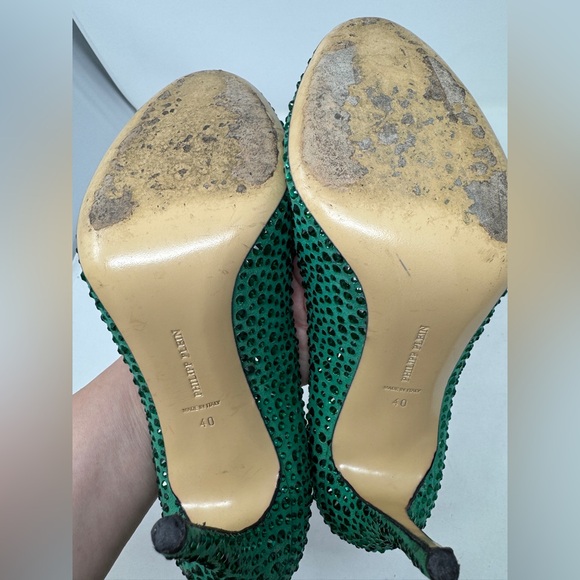 Philipp Plein Green Embellished Heels